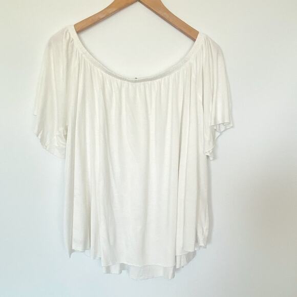 Mango White Off-shoulder Flowy Knit T-shirt Top Blouse - Picture 6 of 8